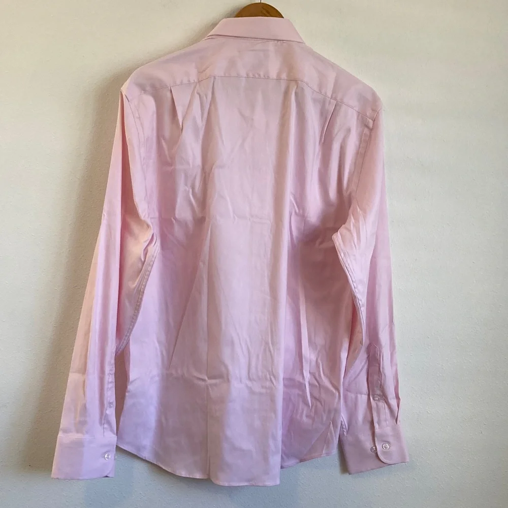 J. Crew Slim Bowery performance‎ stretch dress shirt spread collar Large Pink - Picture 4 of 6